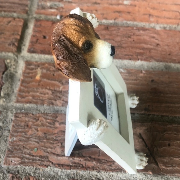 E&S Imports Off White Beagle Picture Desk Frame Holds 2.5” x 3.5” Photo - Picture 4 of 5